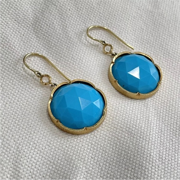 Irene Neuwirth Large Turquoise And Diamond Drop Earrings In 18k Gold - Picture 4 of 16